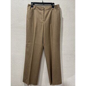 VINTAGE Talbots Women‎ Size 12 Tan Brown Wool Blend Trouser Pants Italian Fabric